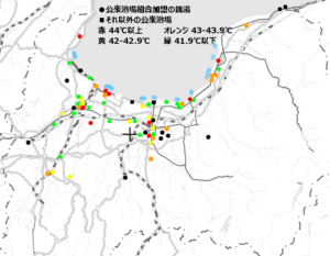 富山県　銭湯と漁港の分布図