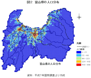 富山県人口分布図