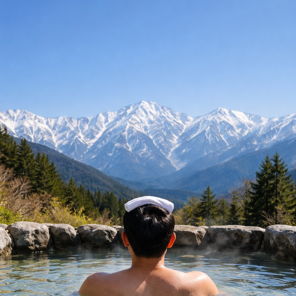 立山連峰が拝める露天風呂ai